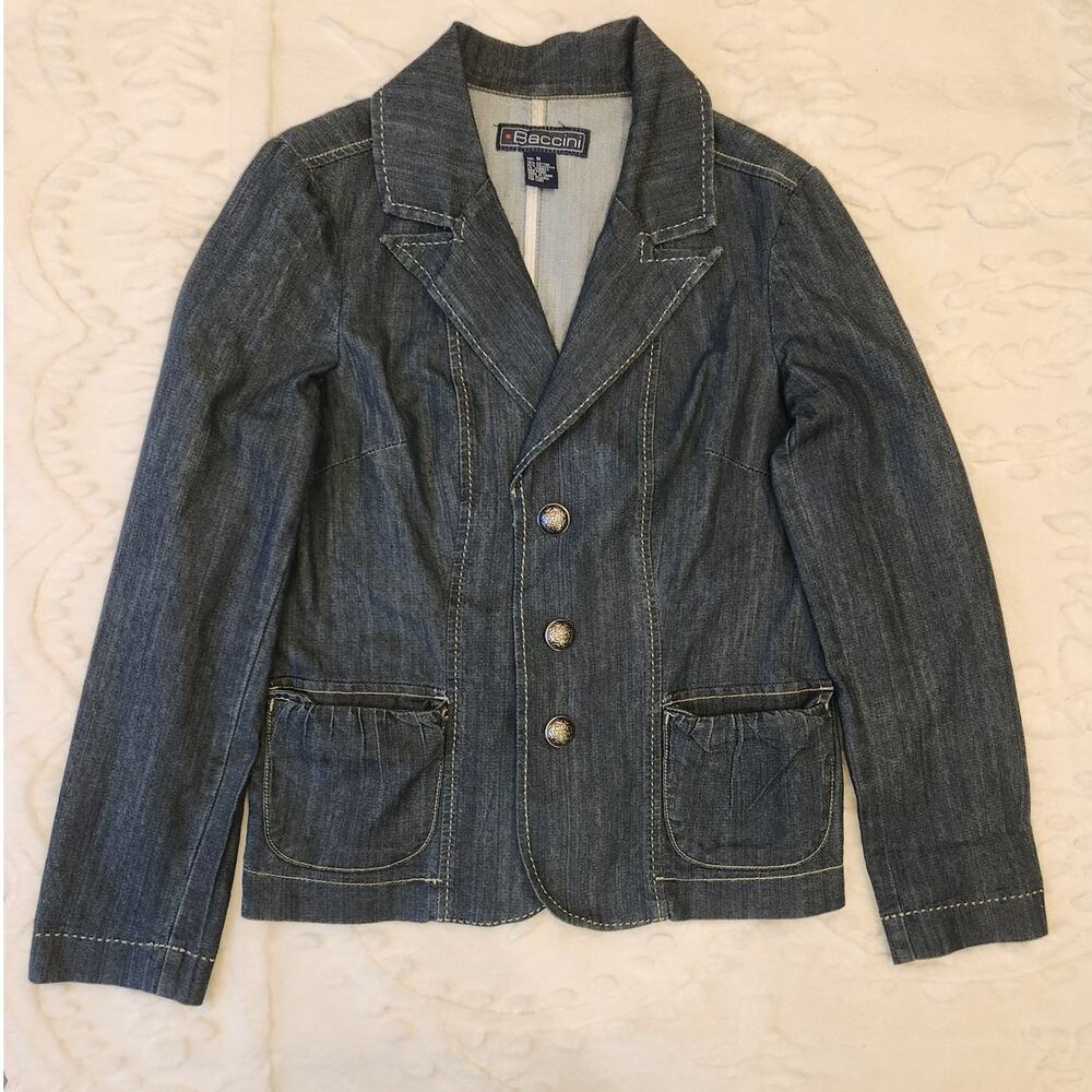 Preppy Academia Western BOHO Baccini Denim Jean Jacket Size Medium